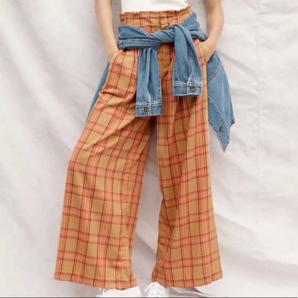 Plus size Anthropologie Mauve Albane Plaid Wide Leg Pants